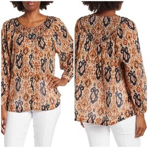 NWT beachlunchlounge Penelope Voile Blouse small brown black Grecian Tapestry